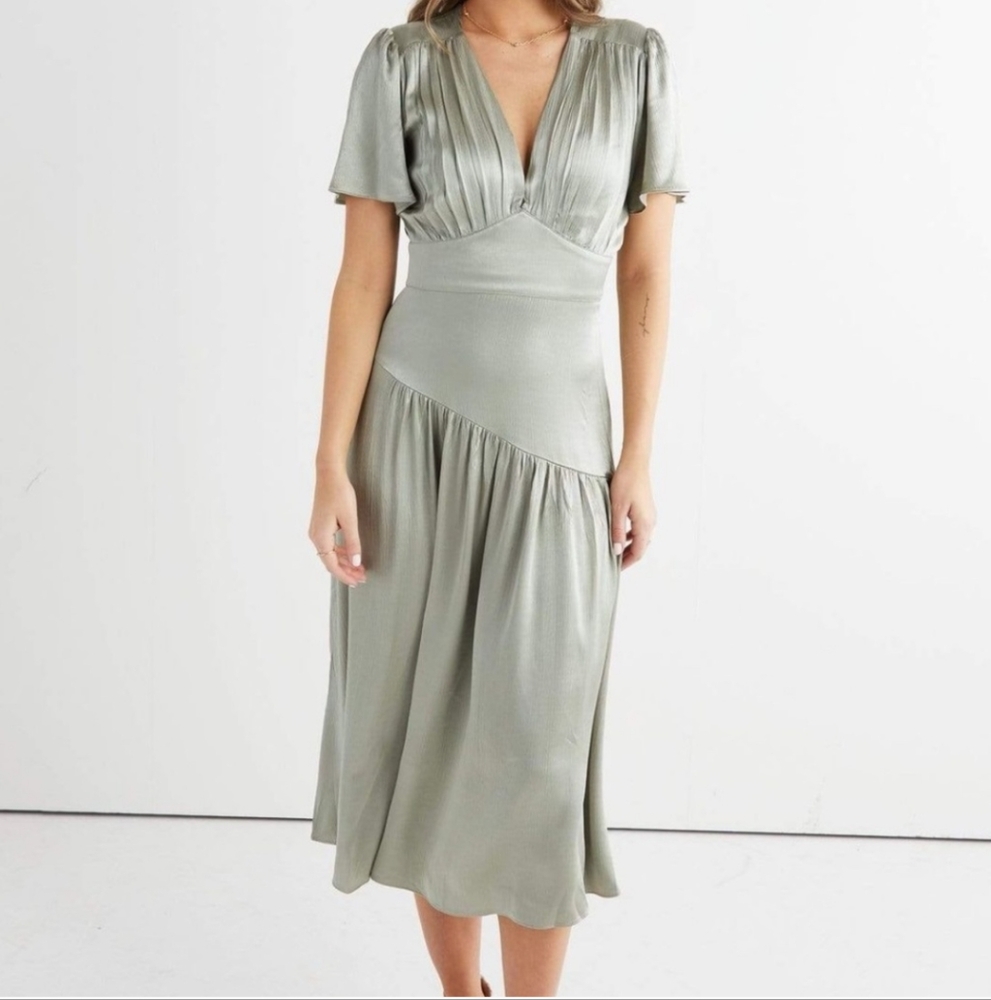 DownEast Women’s Seagrass Green Florence Panel Midi Flare Dress